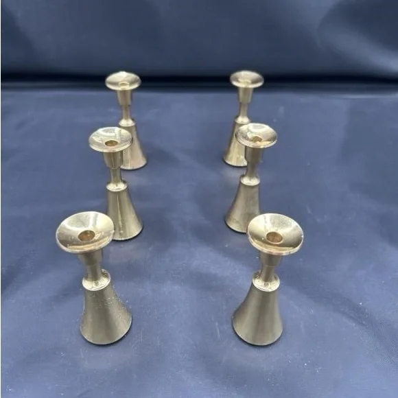 1950s Dansk Designs Solid Brass Candlesticks Set of 6 JHQ Quistgaard MCM - Picture 1 of 11